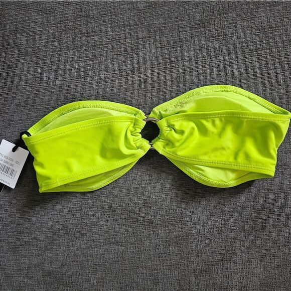 Kendall & Kylie Neon Green Ring Bandeau Bikini Top size Large - Picture 4 of 7